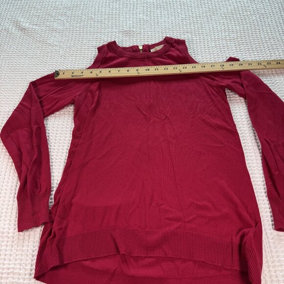 Michael Kors Dark Pink Crew Neck Open Shoulder Long Sleeve Sweater - S - Picture 7 of 10